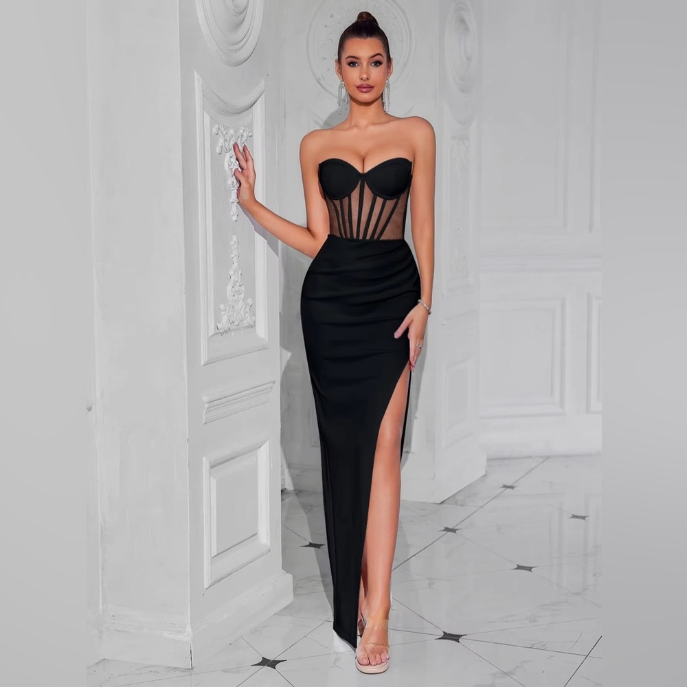 Elegant Sexy Black Strapless Dress